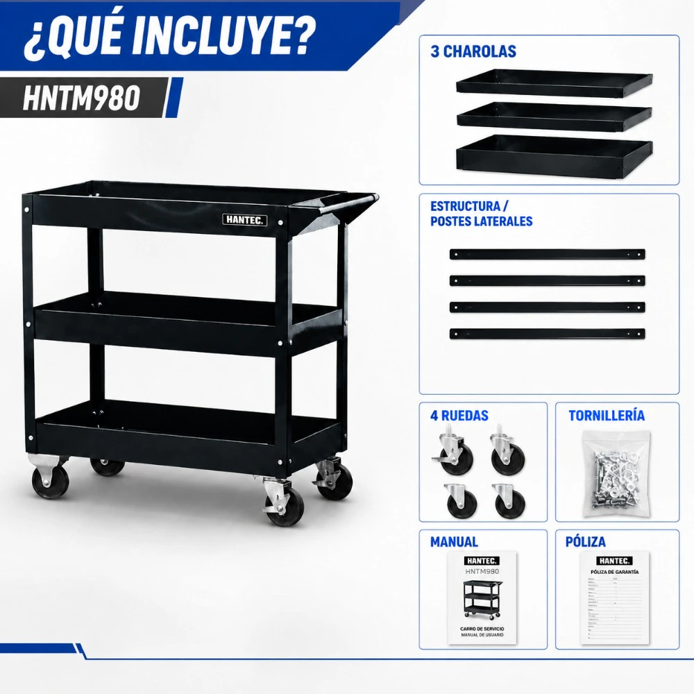 Carro de Servicio para Taller Mecánico Uso Pesado HANTEC - Imagen 8