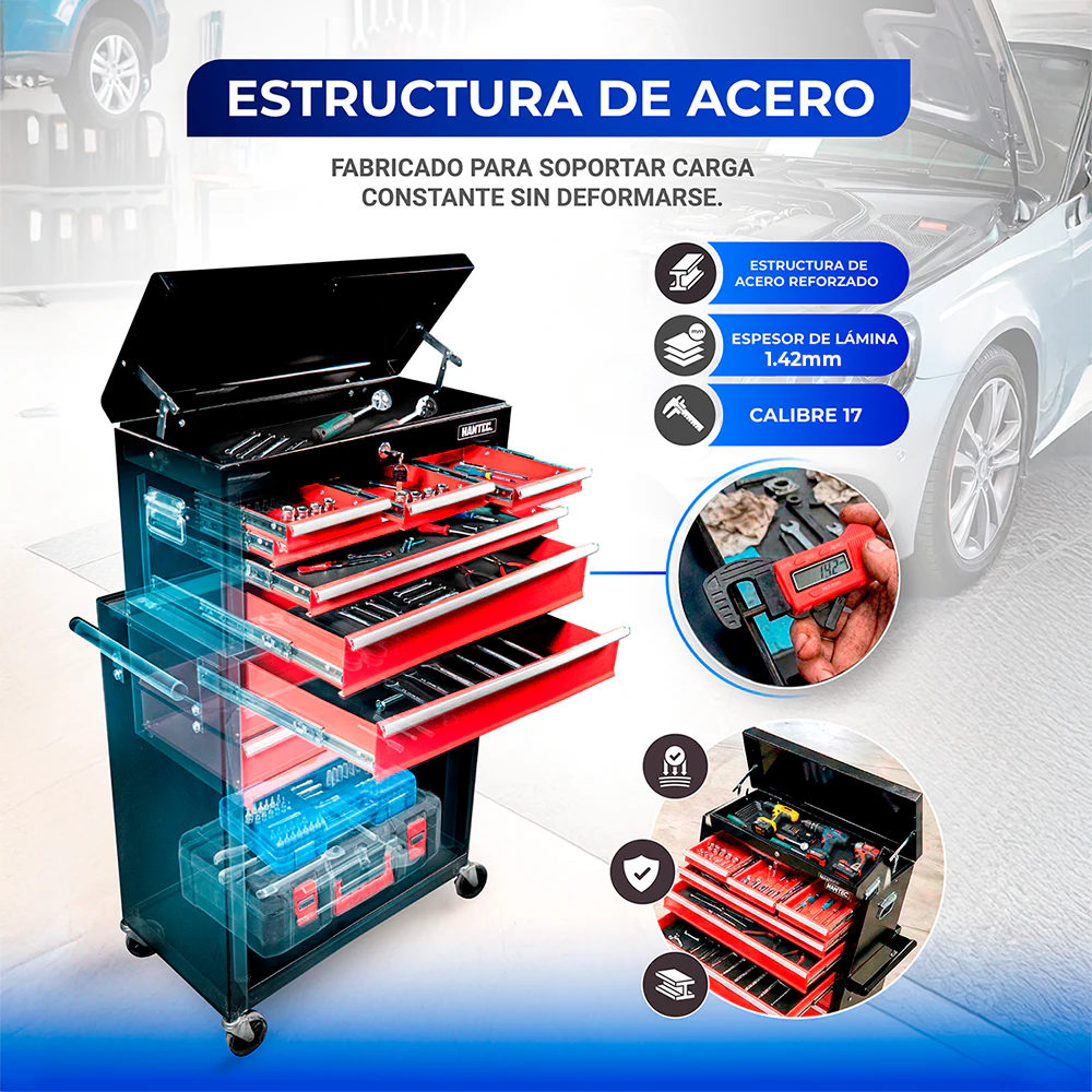 Gabinete con Caja para Herramientas 9 Cajones HANTEC - Imagen 6