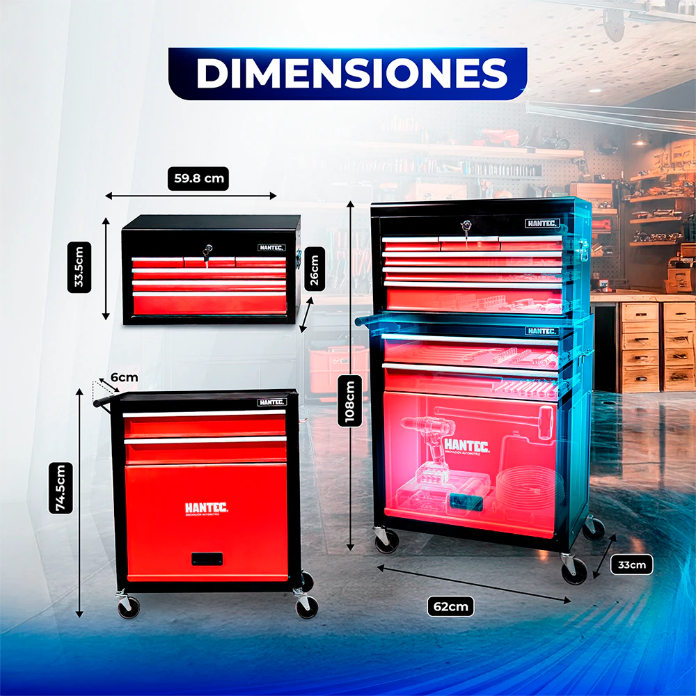 Gabinete con Caja para Herramientas 9 Cajones HANTEC - Imagen 4