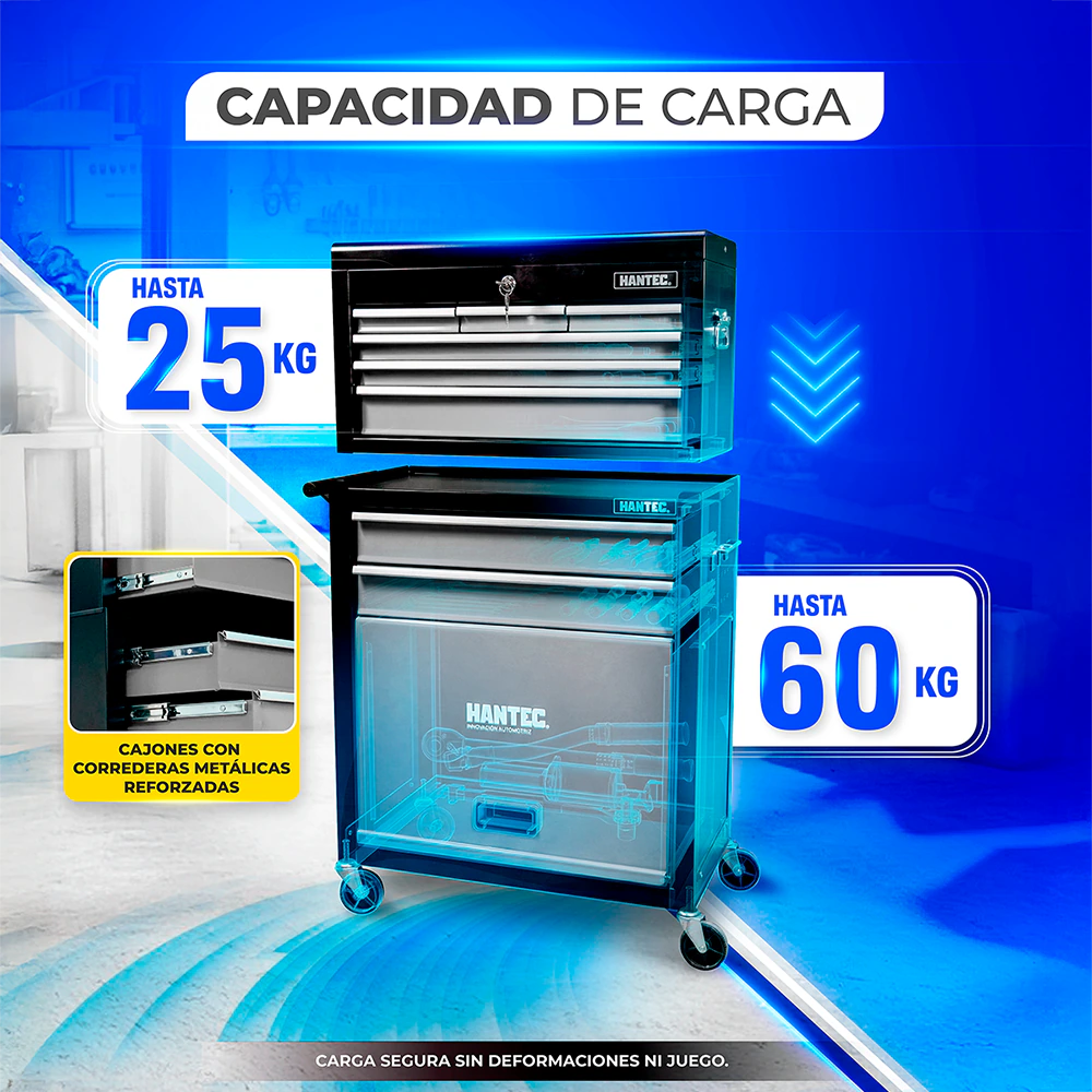 Gabinete con Caja para Herramientas 9 Cajones Gris HANTEC - Imagen 5