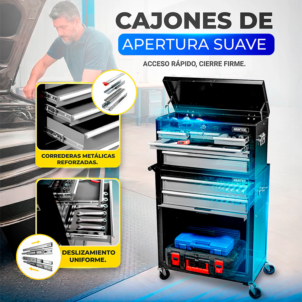 Gabinete con Caja para Herramientas 9 Cajones Gris HANTEC - Imagen 8