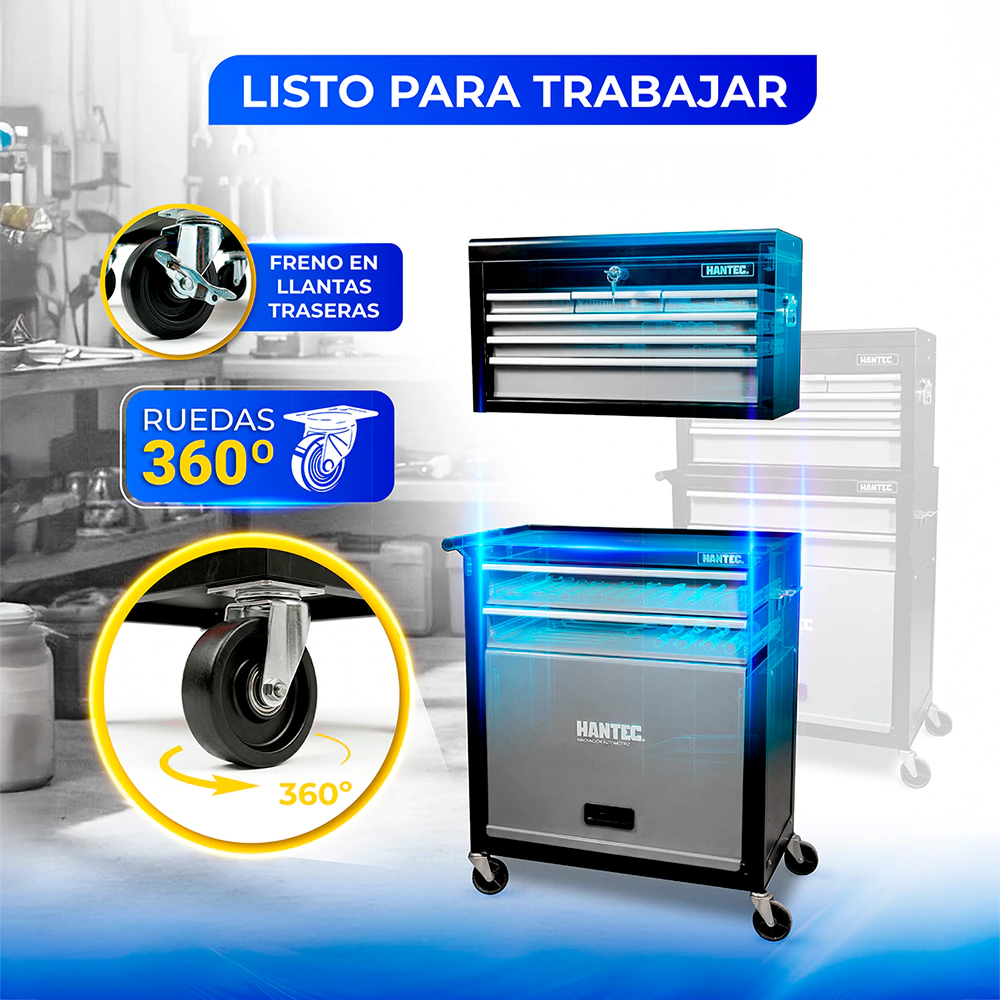 Gabinete con Caja para Herramientas 9 Cajones Gris HANTEC - Imagen 9