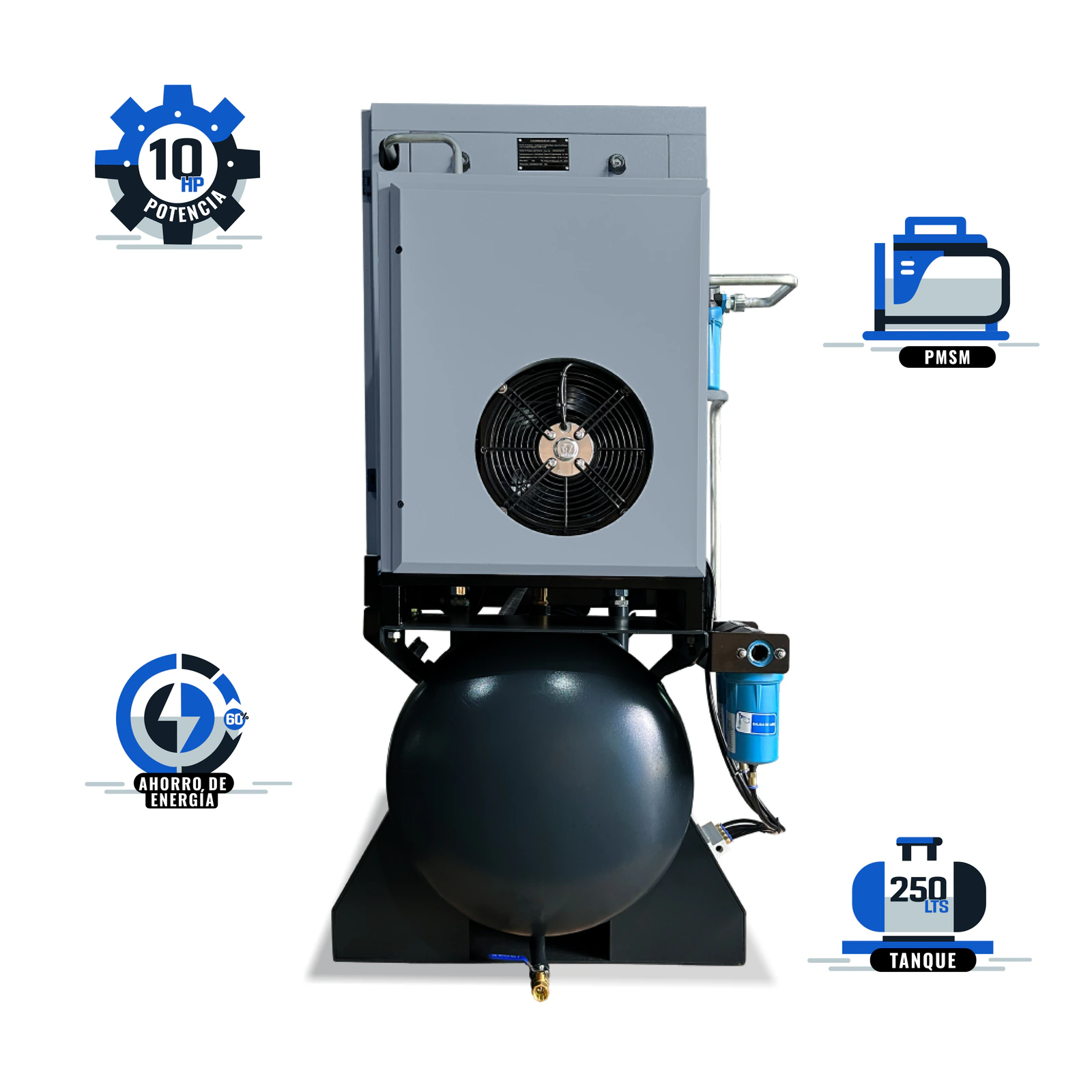 Compresor Tornillo ForceElement 10HP Todo en Uno HANTEC - Imagen 2