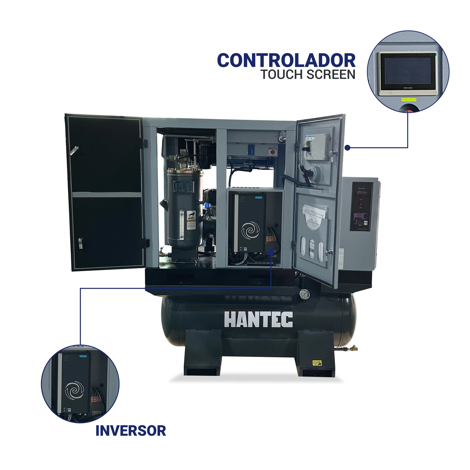 Compresor Tornillo ForceElement 20HP Todo en Uno HANTEC - Imagen 6