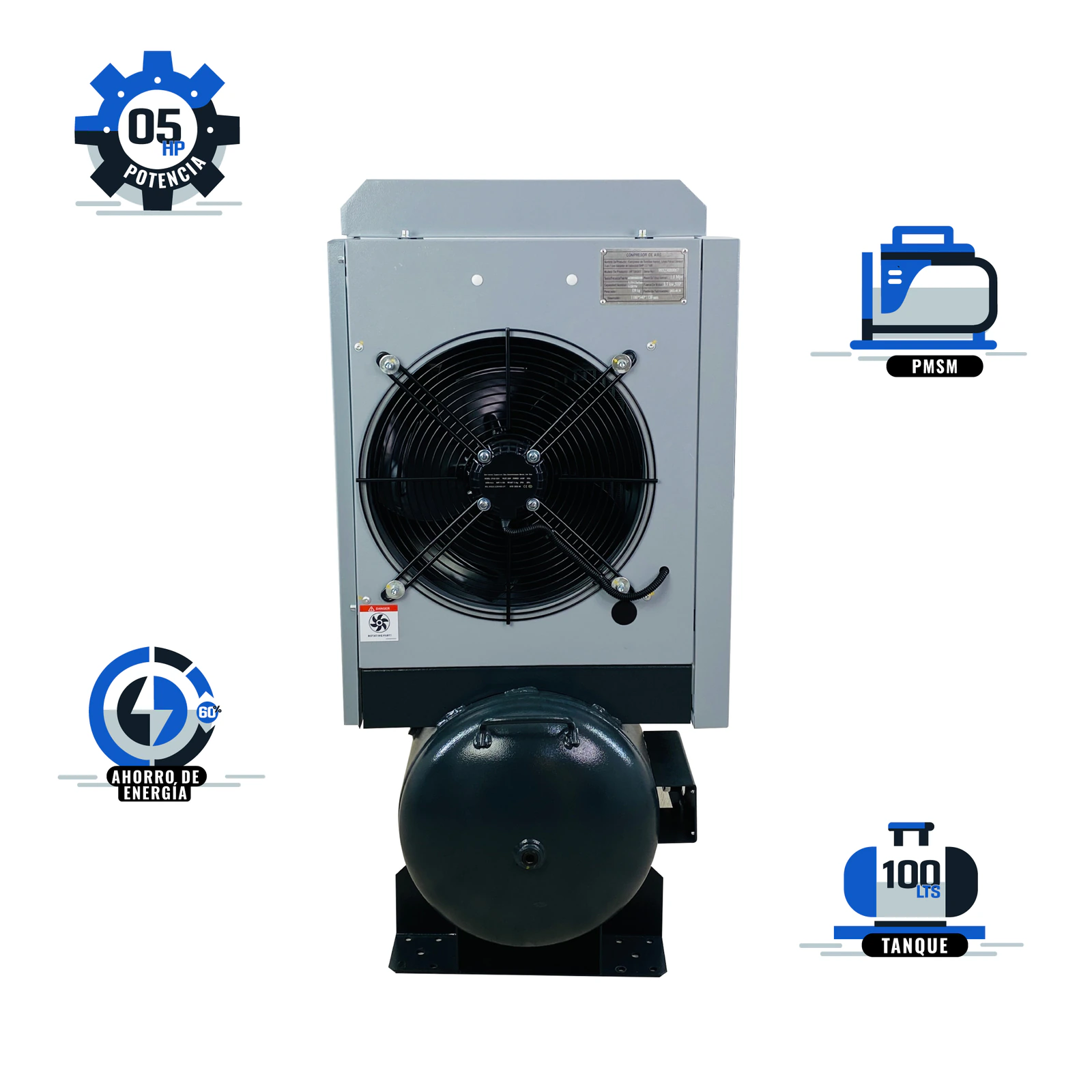 Compresor Tornillo ForceElement 5HP con Tanque HANTEC - Imagen 2