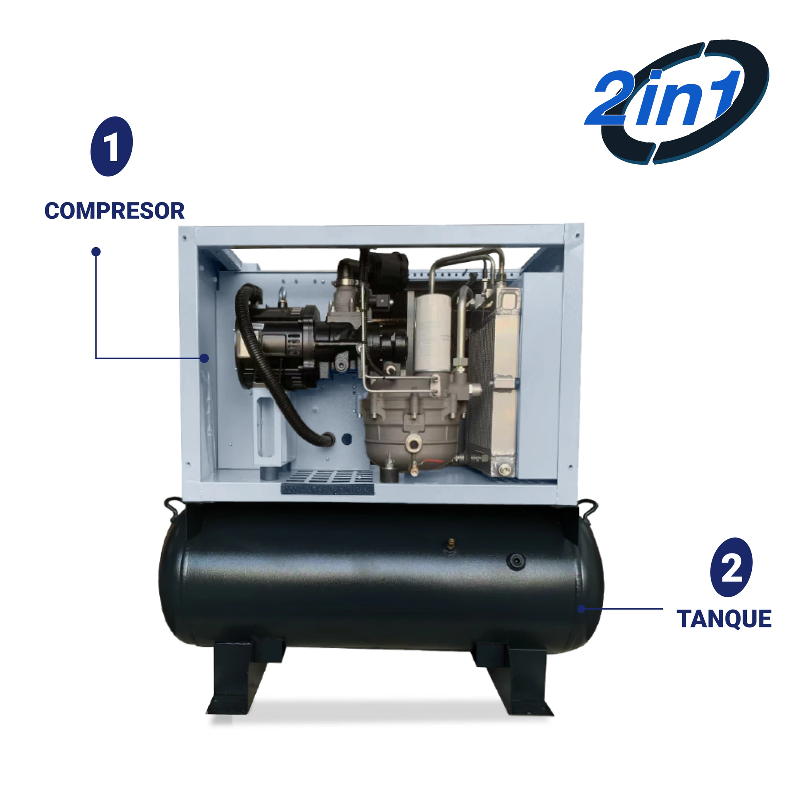 Compresor Tornillo ForceElement 5HP con Tanque HANTEC - Imagen 3
