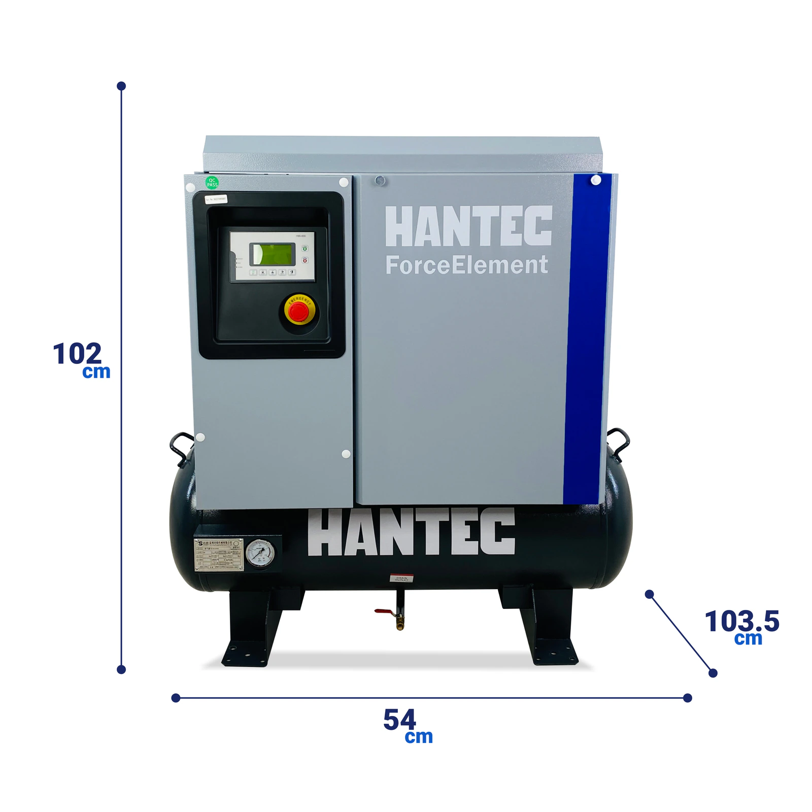 Compresor Tornillo ForceElement 5HP con Tanque HANTEC - Imagen 4