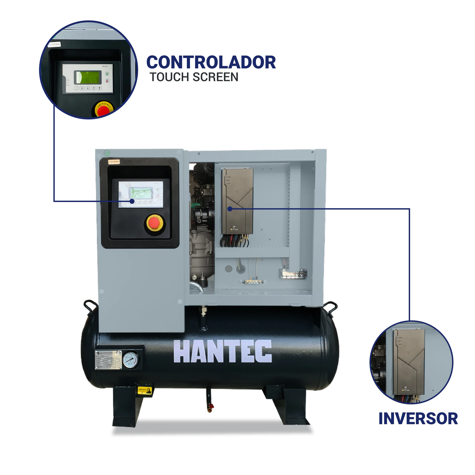 Compresor Tornillo ForceElement 5HP con Tanque HANTEC - Imagen 5