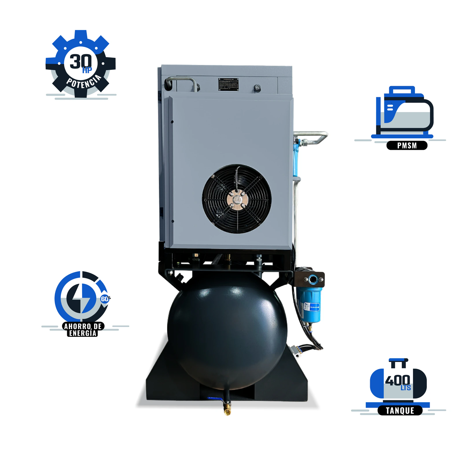 Compresor Tornillo ForceElement 30HP Todo en Uno HANTEC - Imagen 2