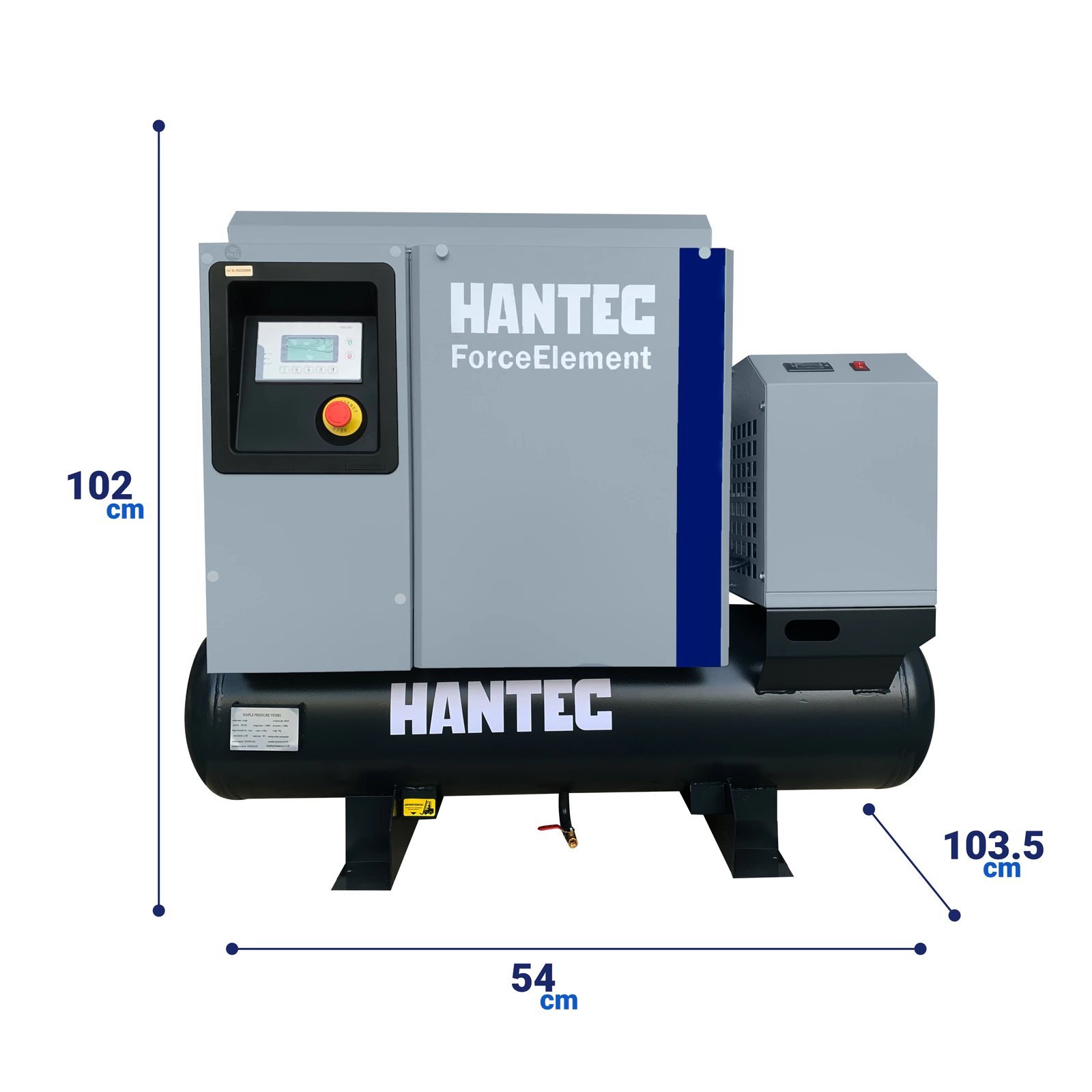 Compresor Tornillo ForceElement 5HP con Tanque y Secador HANTEC - Imagen 4