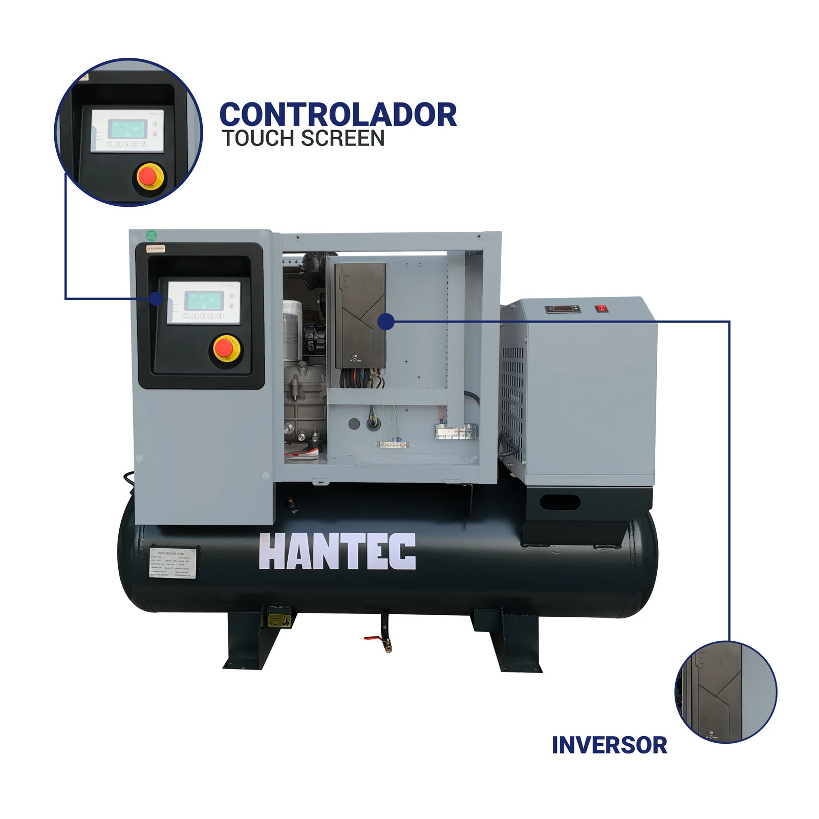 Compresor Tornillo ForceElement 5HP con Tanque y Secador HANTEC - Imagen 5