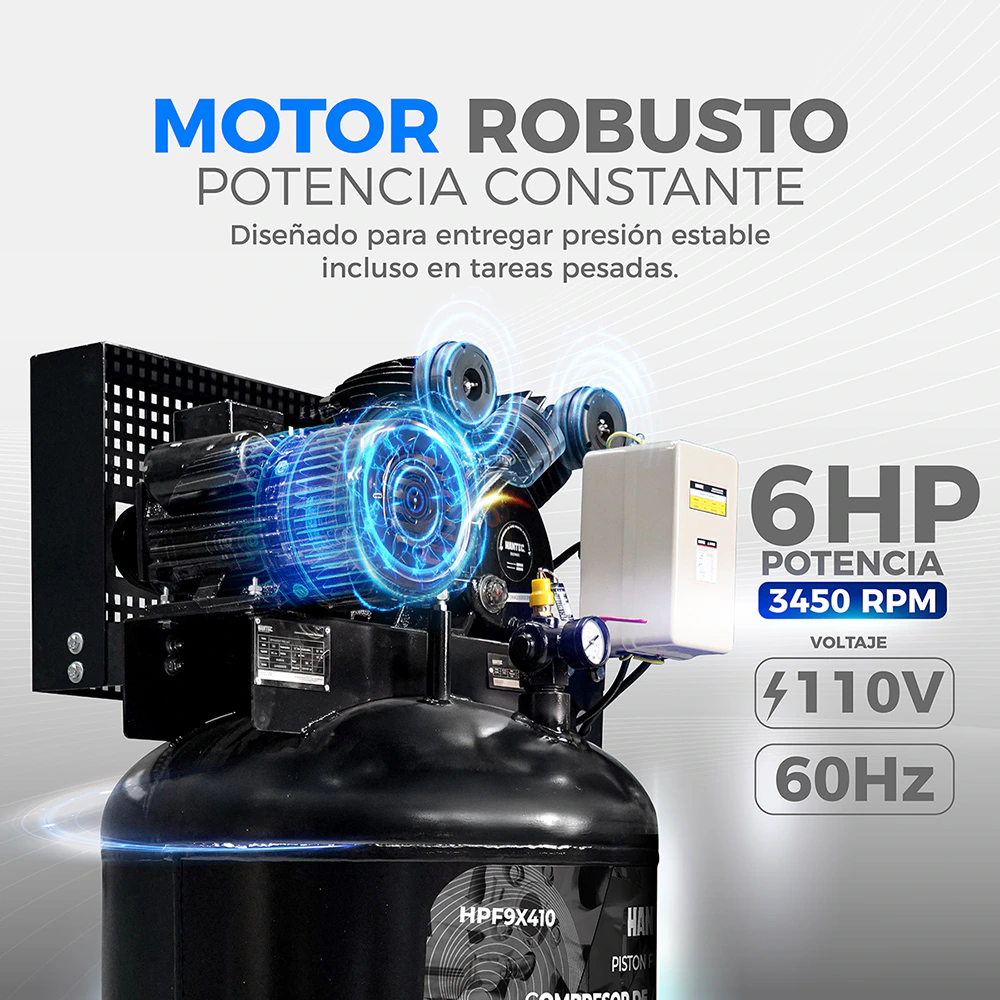 Compresor de Aire PistonForce 6HP 110V HANTEC - Imagen 3