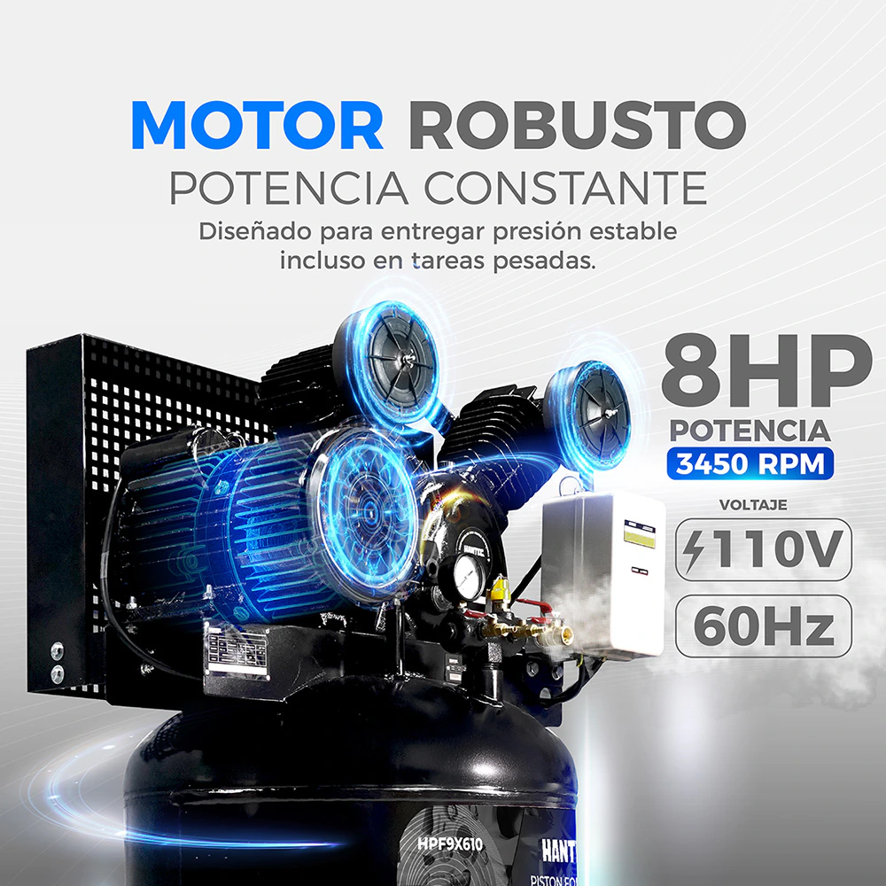 Compresor de Aire PistonForce 8HP 110V HANTEC - Imagen 3