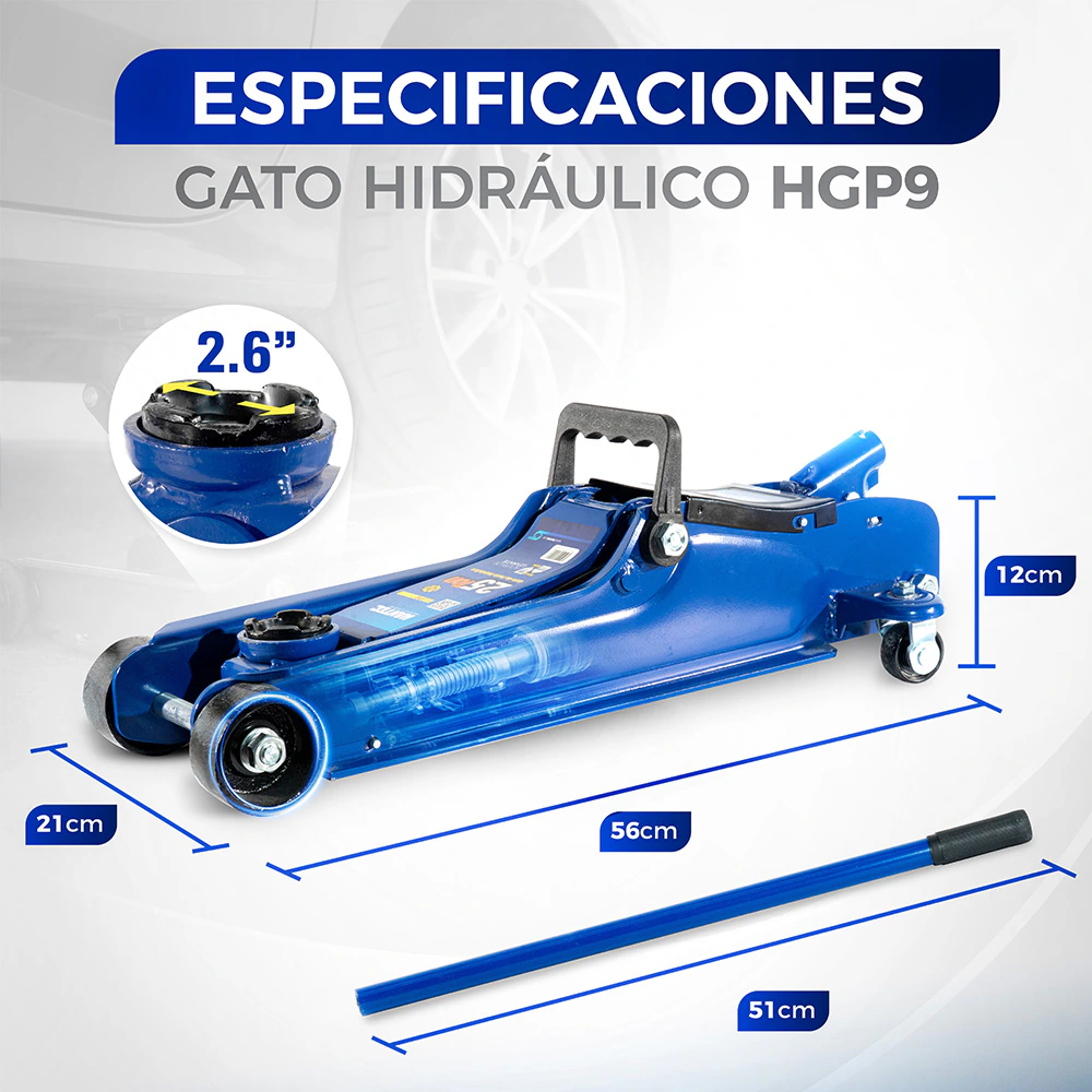 Gato Hidráulico de Patín 2.5 Ton HANTEC - Imagen 7