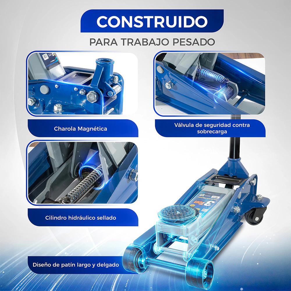Gato Hidráulico de Patín 3 Ton HANTEC - Imagen 3