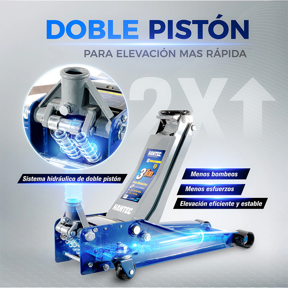 Gato Hidráulico de Patín 3 Ton Cama Baja HANTEC - Imagen 2