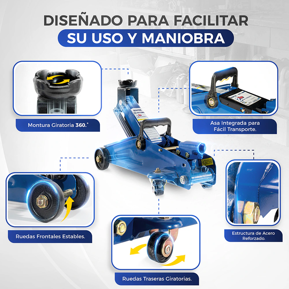 Gato Hidráulico de Patín 2 Ton HANTEC - Imagen 3