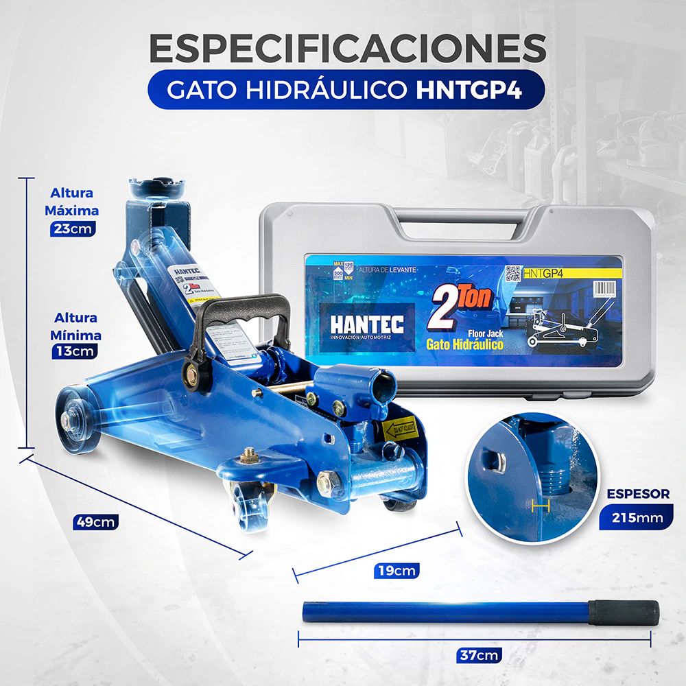 Gato Hidráulico de Patín 2 Ton HANTEC - Imagen 8