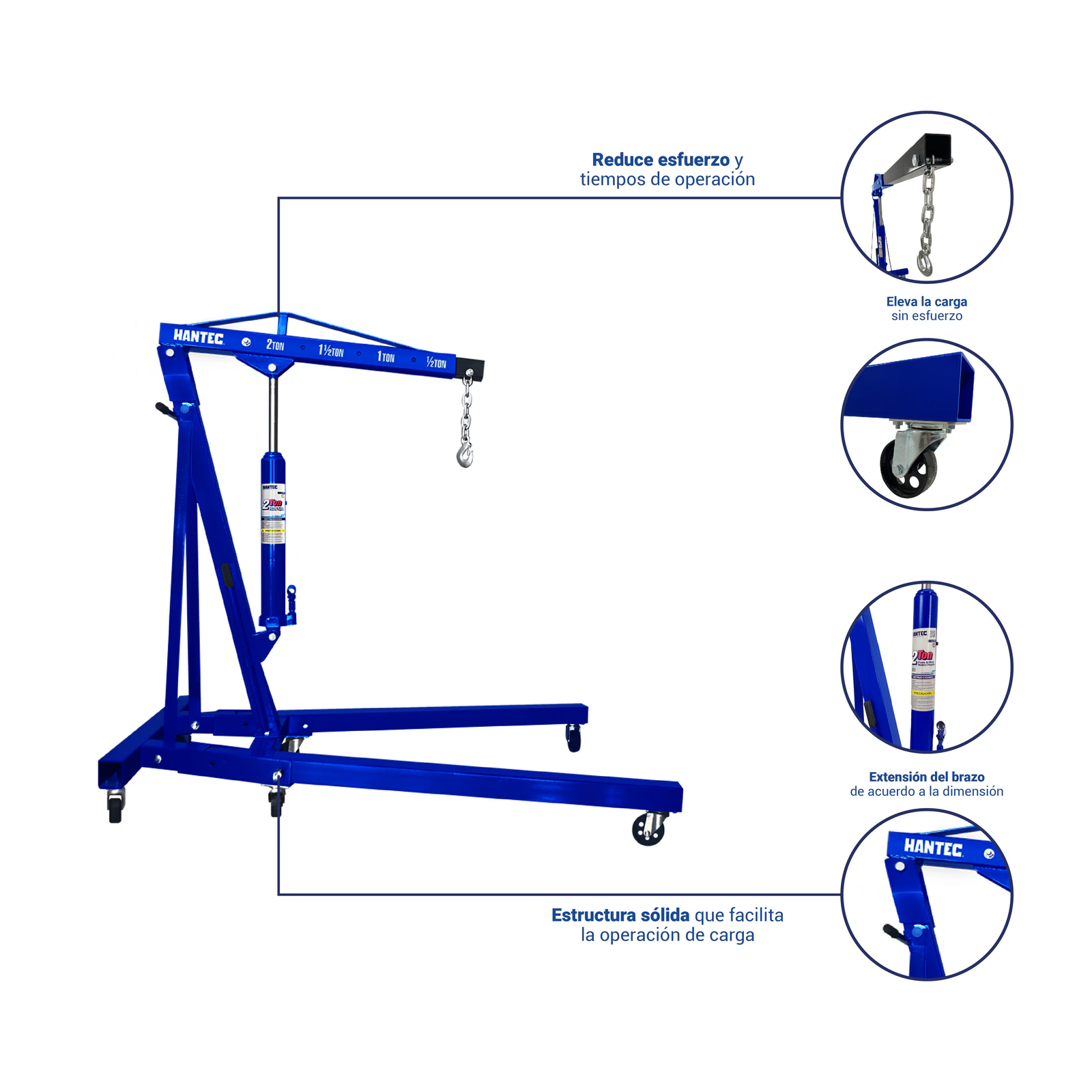 Pluma Hidráulica Plegable 2 Ton HANTEC - Imagen 4