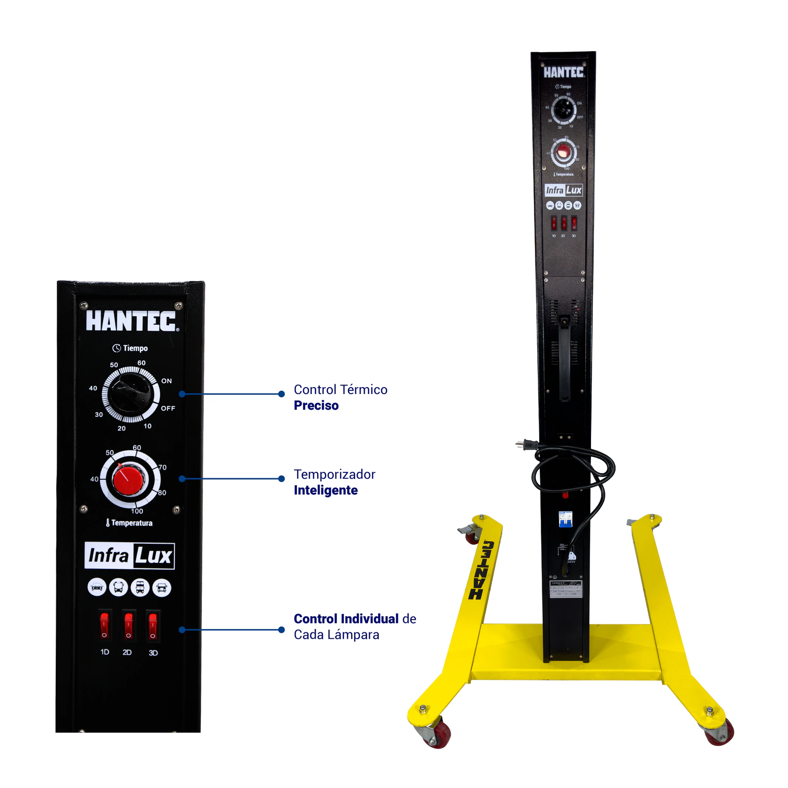 Lámpara Infrarroja Curado Pintura InfraLux MasterControl 220V HANTEC - Imagen 3