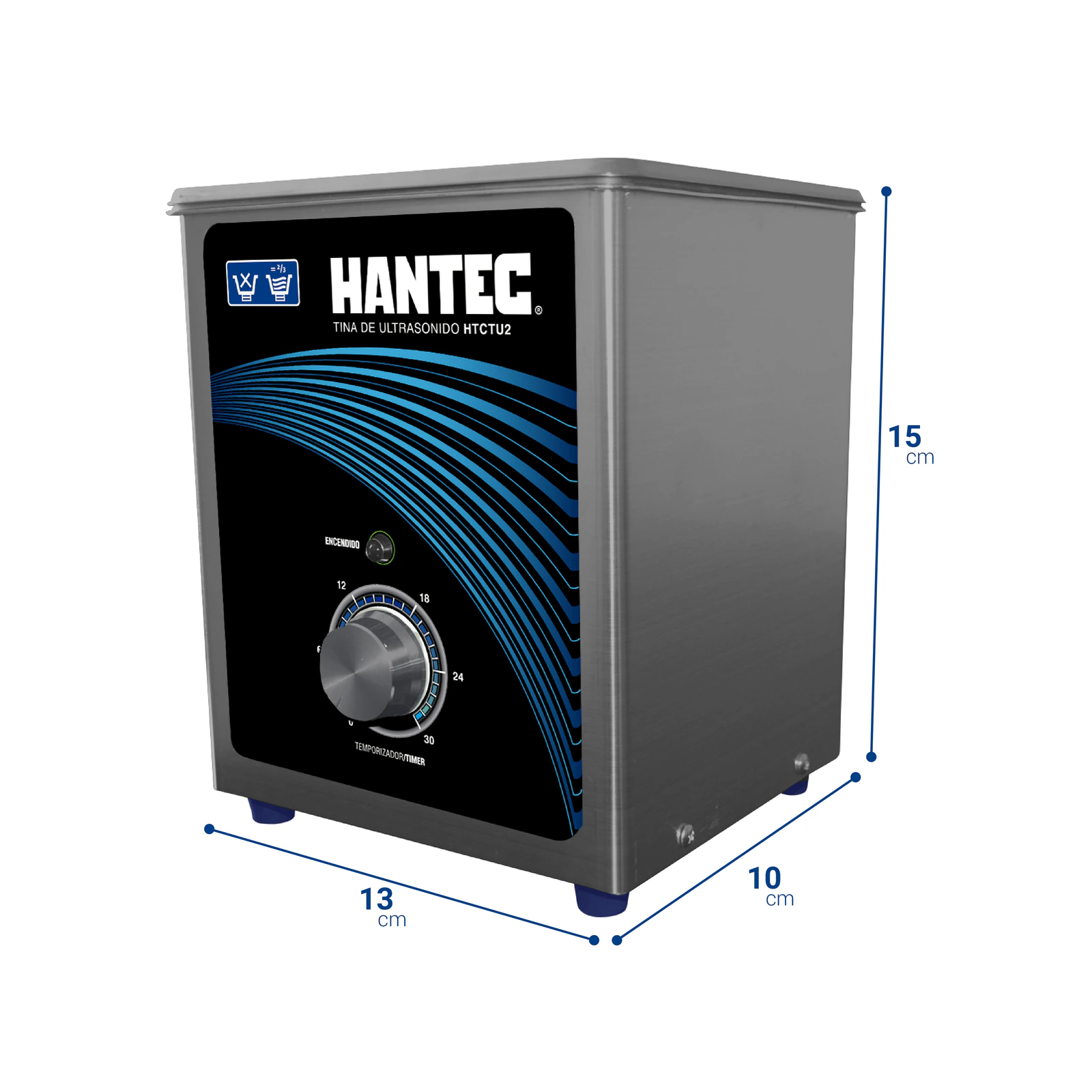 Tina de Ultrasonido 1.8L Metálica HANTEC - Imagen 2