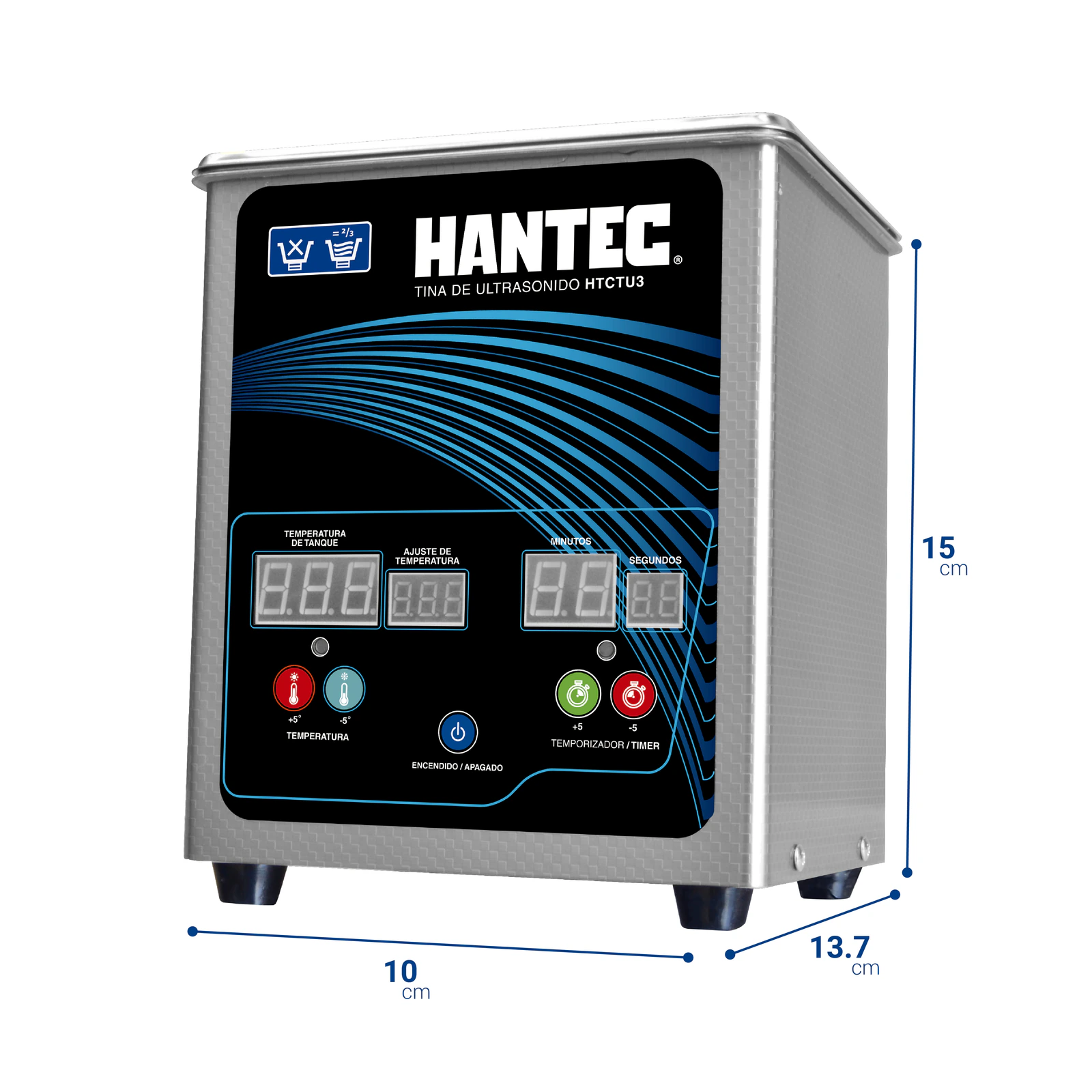 Tina de Ultrasonido 1.8L con Control de Temperatura HANTEC - Imagen 2
