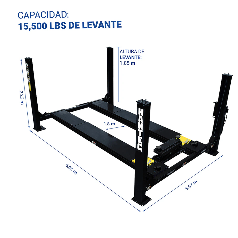 Rampa 4 Postes Alineación Heavy Duty con 1 Rolling Jack HANTEC - Imagen 2