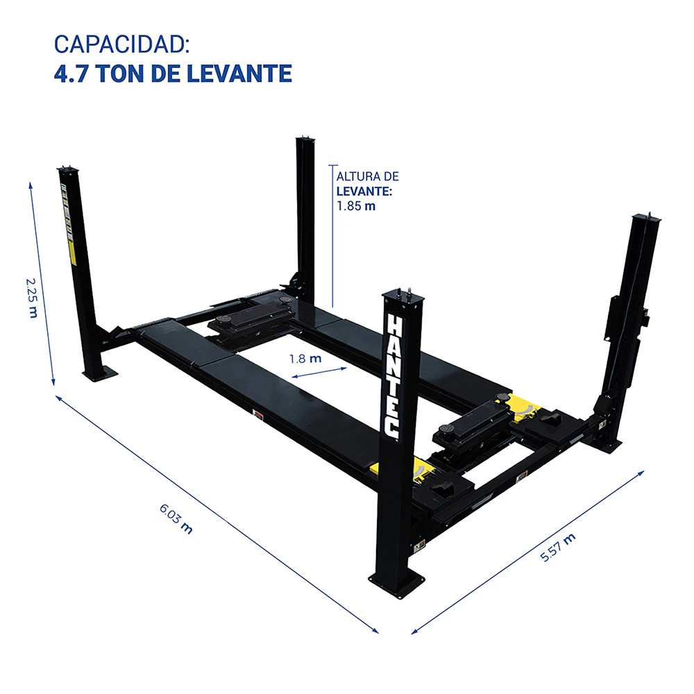 Rampa 4 Postes Alineación Heavy Duty con 2 Rolling Jack HANTEC - Imagen 2
