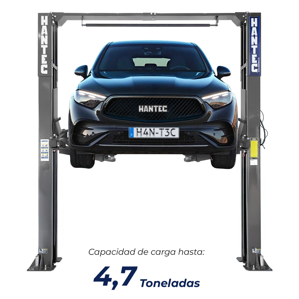 Rampa 2 Postes Simétrica 10,500 lbs con Portería Gris 220V HANTEC - Imagen 3