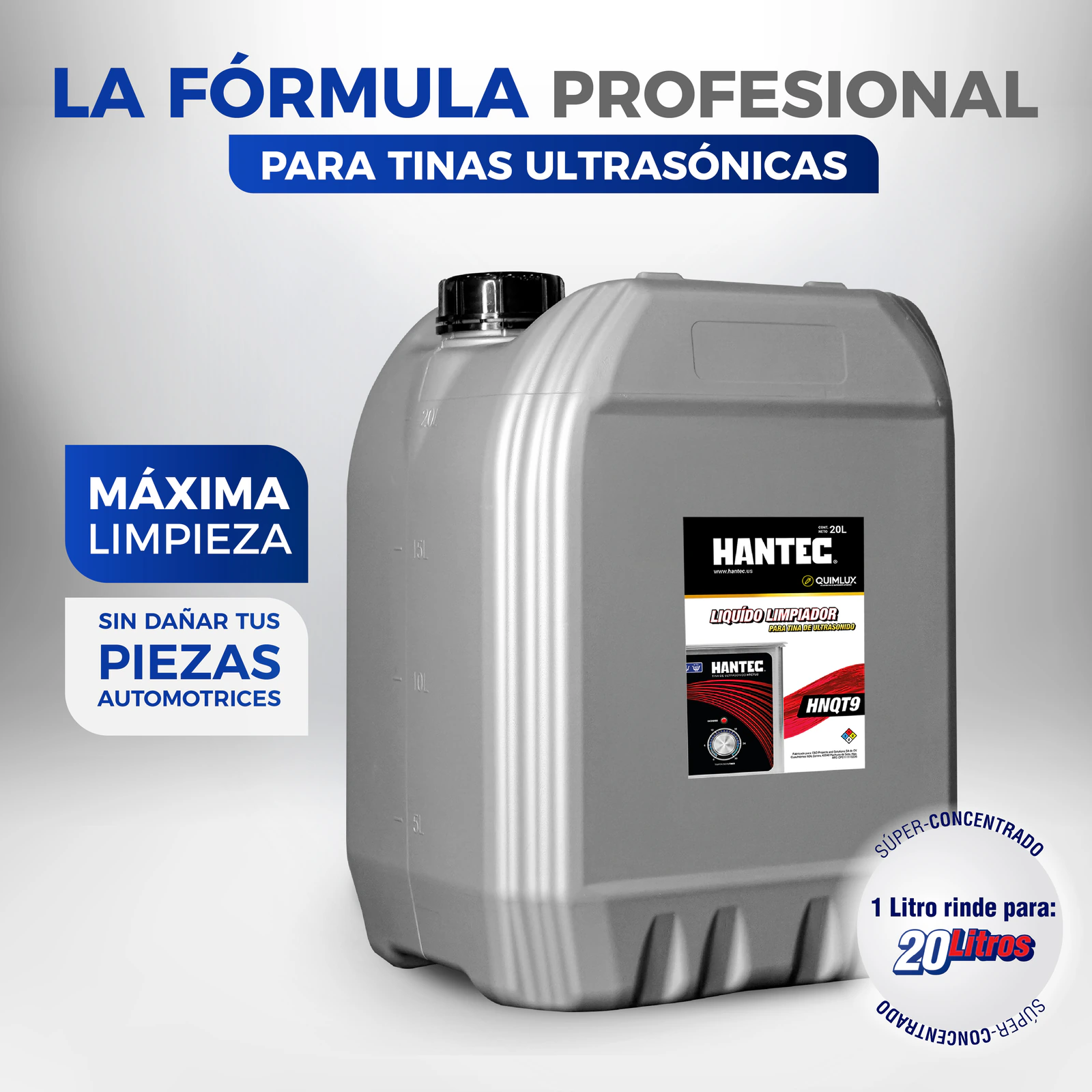 Limpiador UltraCleaner para Tina Ultrasonido Quimlux 19L - Imagen 2