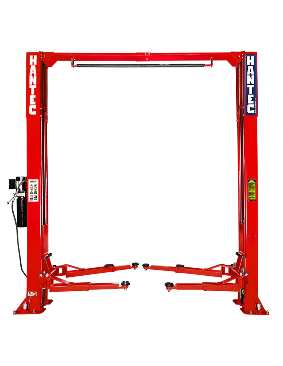 Rampa 2 Postes Simétrica 10,500 lbs con Portería Roja 220V HANTEC - Imagen 1