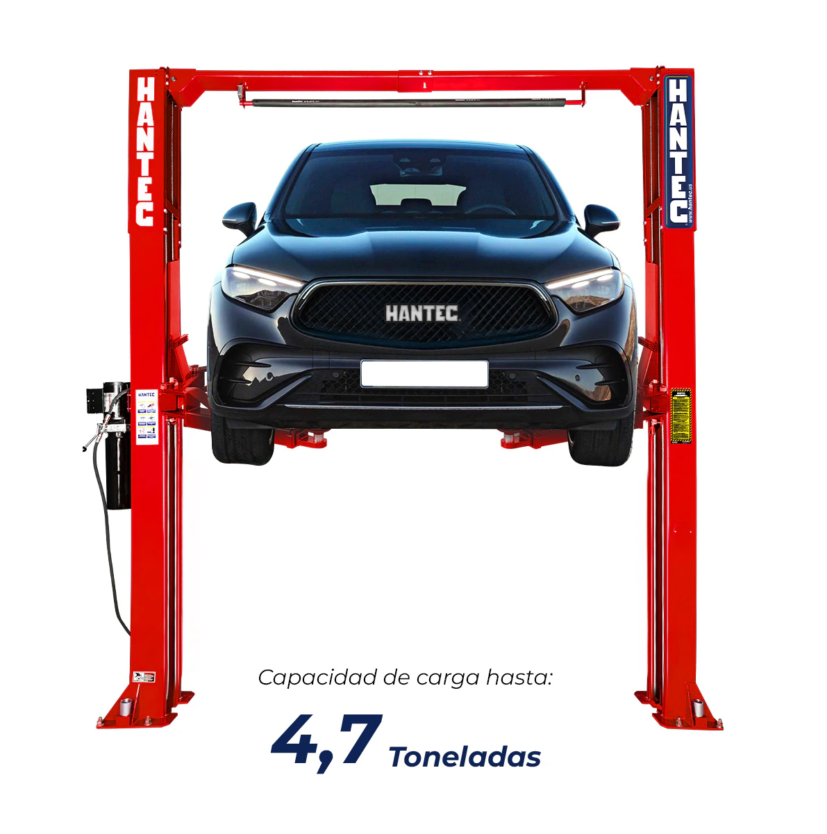 Rampa 2 Postes Simétrica 10,500 lbs con Portería Roja 110V HANTEC - Imagen 3