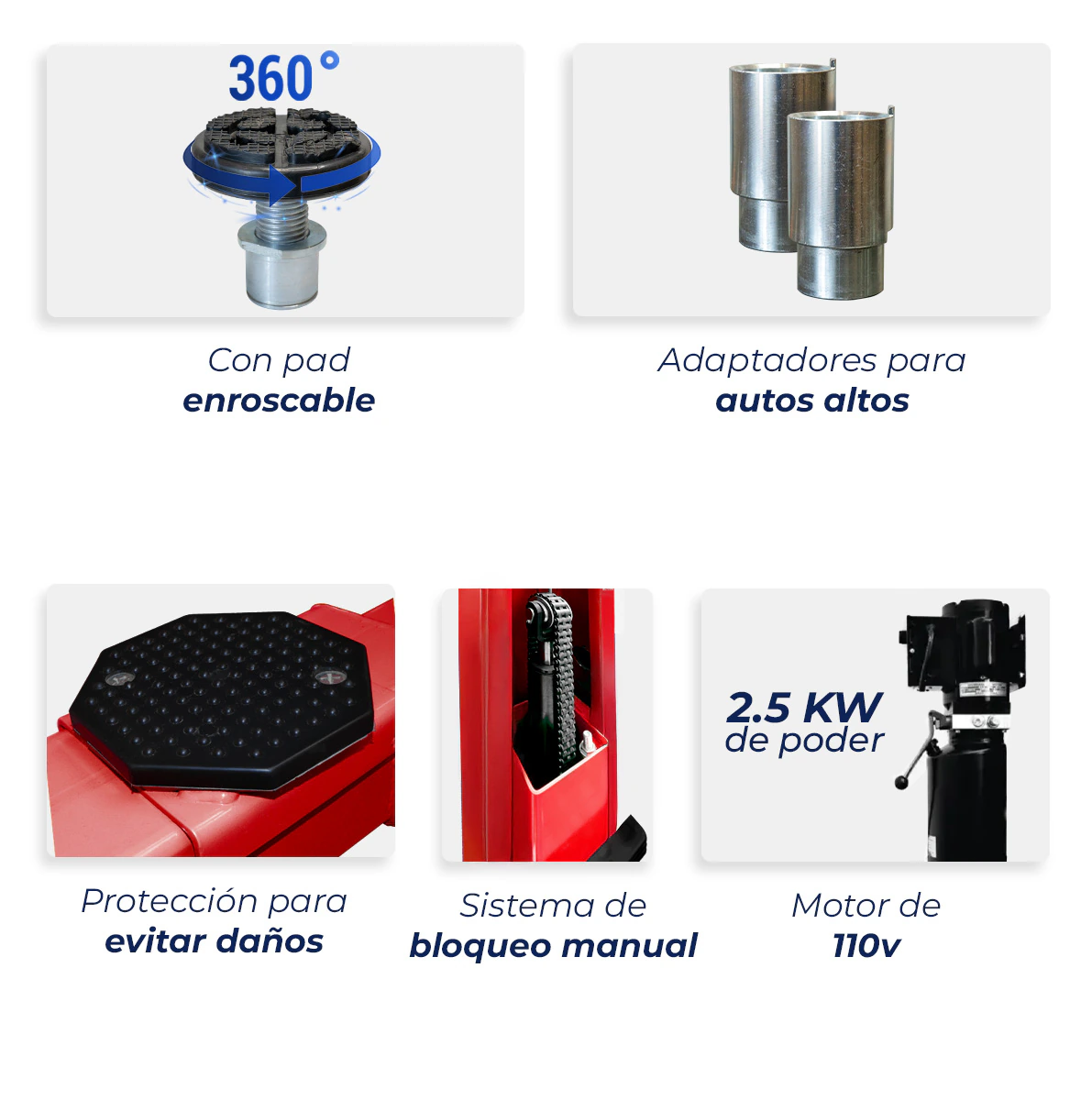 Rampa 2 Postes Simétrica 10,500 lbs con Portería Roja 110V HANTEC - Imagen 8
