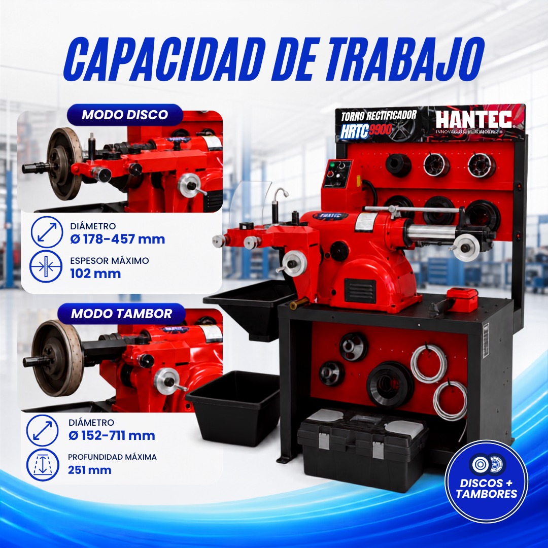 Torno Rectificador de Frenos Disco y Tambor 110V HANTEC - Imagen 4