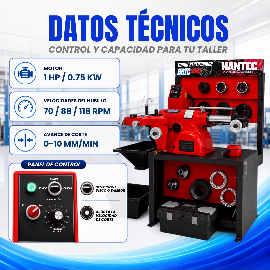 Torno Rectificador de Frenos Disco y Tambor 110V HANTEC - Imagen 5