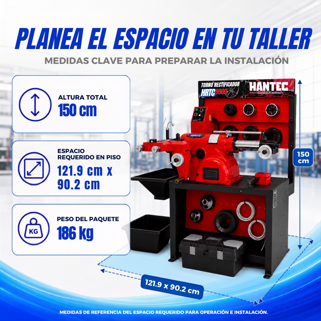 Torno Rectificador de Frenos Disco y Tambor 110V HANTEC - Imagen 6