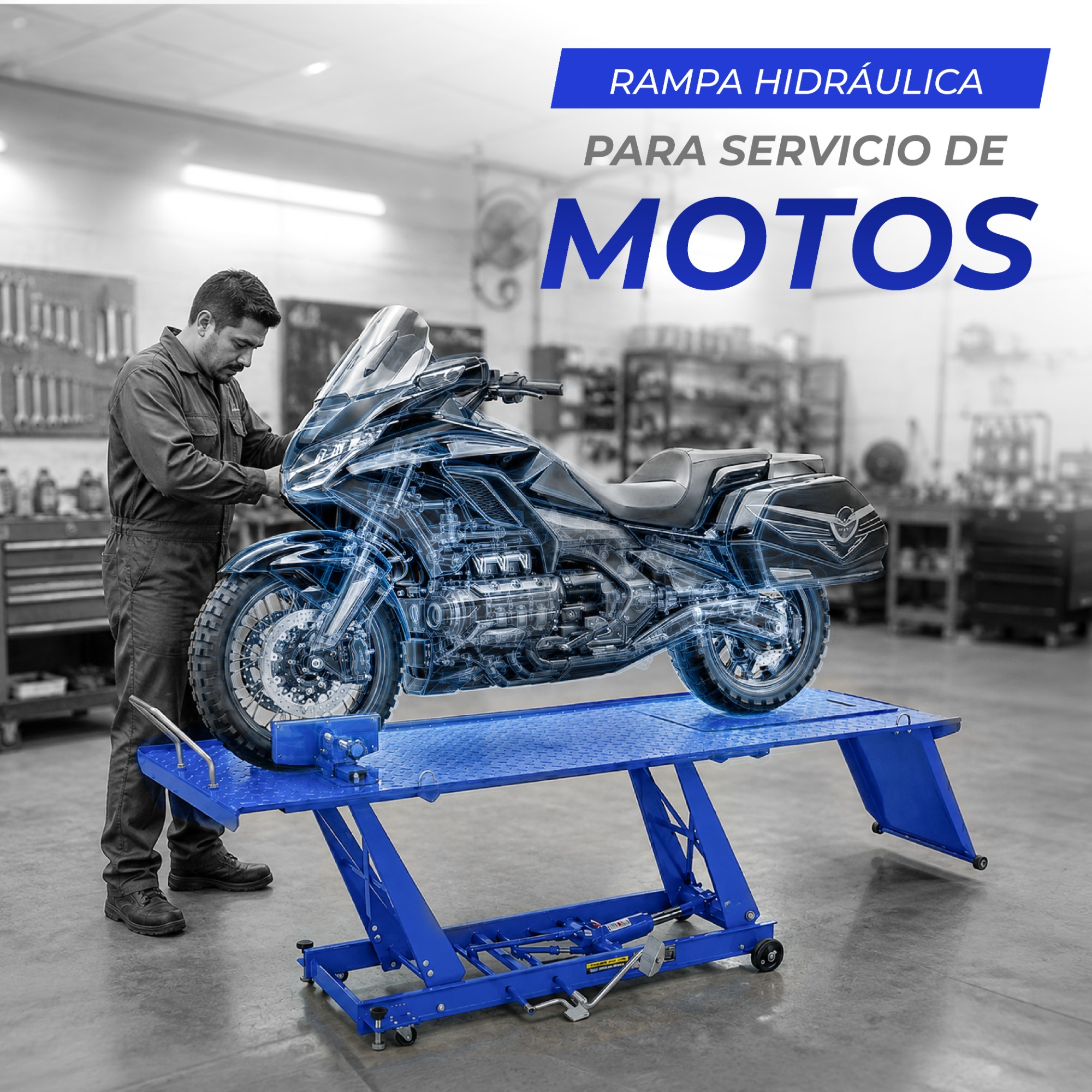 Rampa Hidráulica para Motocicletas 500 kg (1,100 lb) HANTEC - Imagen 3