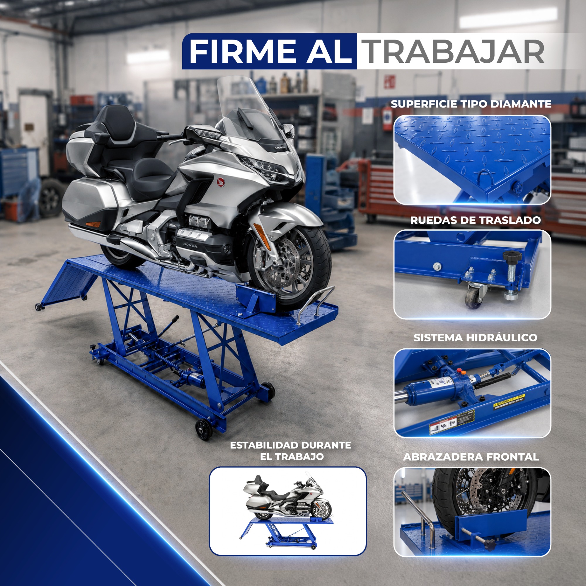 Rampa Hidráulica para Motocicletas 500 kg (1,100 lb) HANTEC - Imagen 6