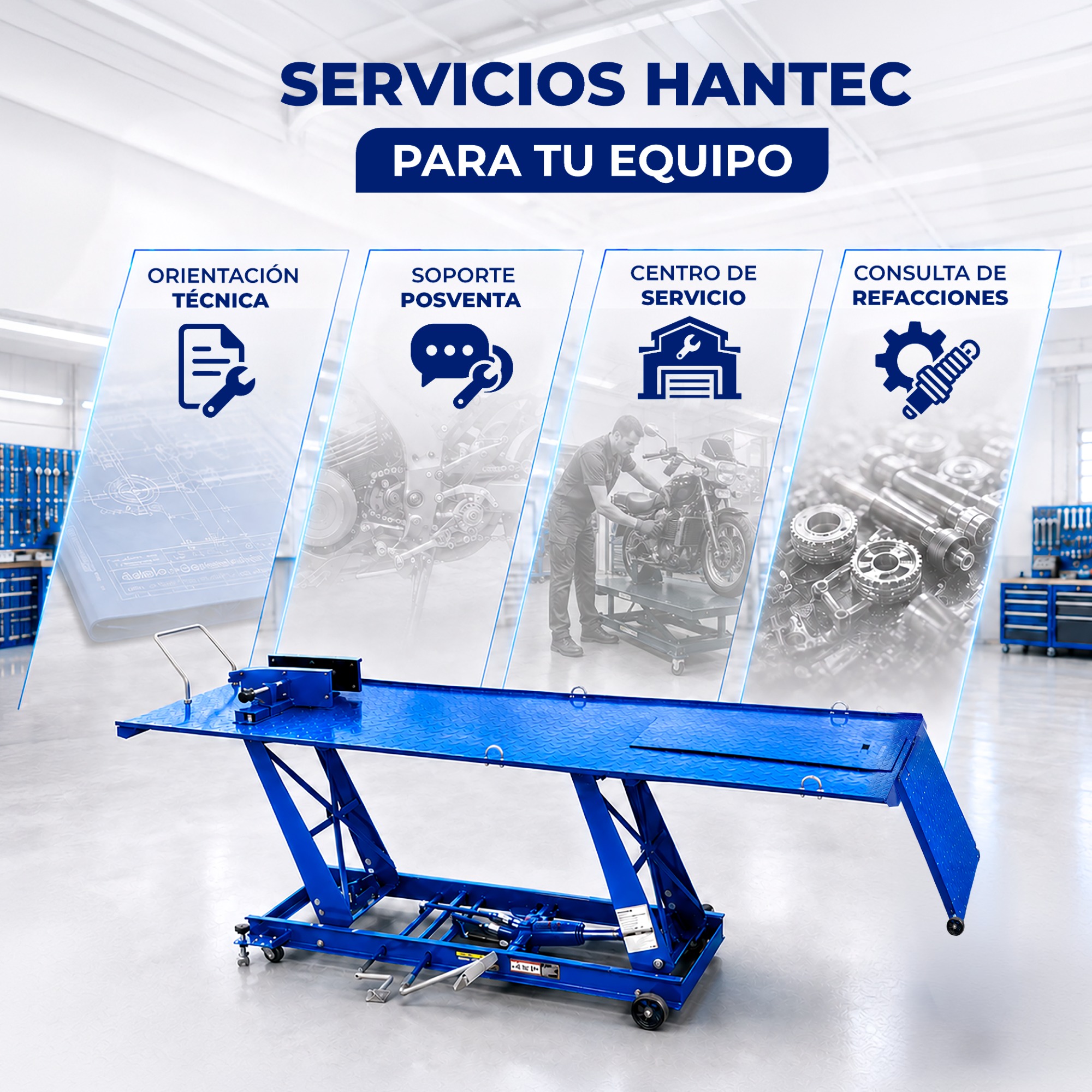 Rampa Hidráulica para Motocicletas 500 kg (1,100 lb) HANTEC - Imagen 9