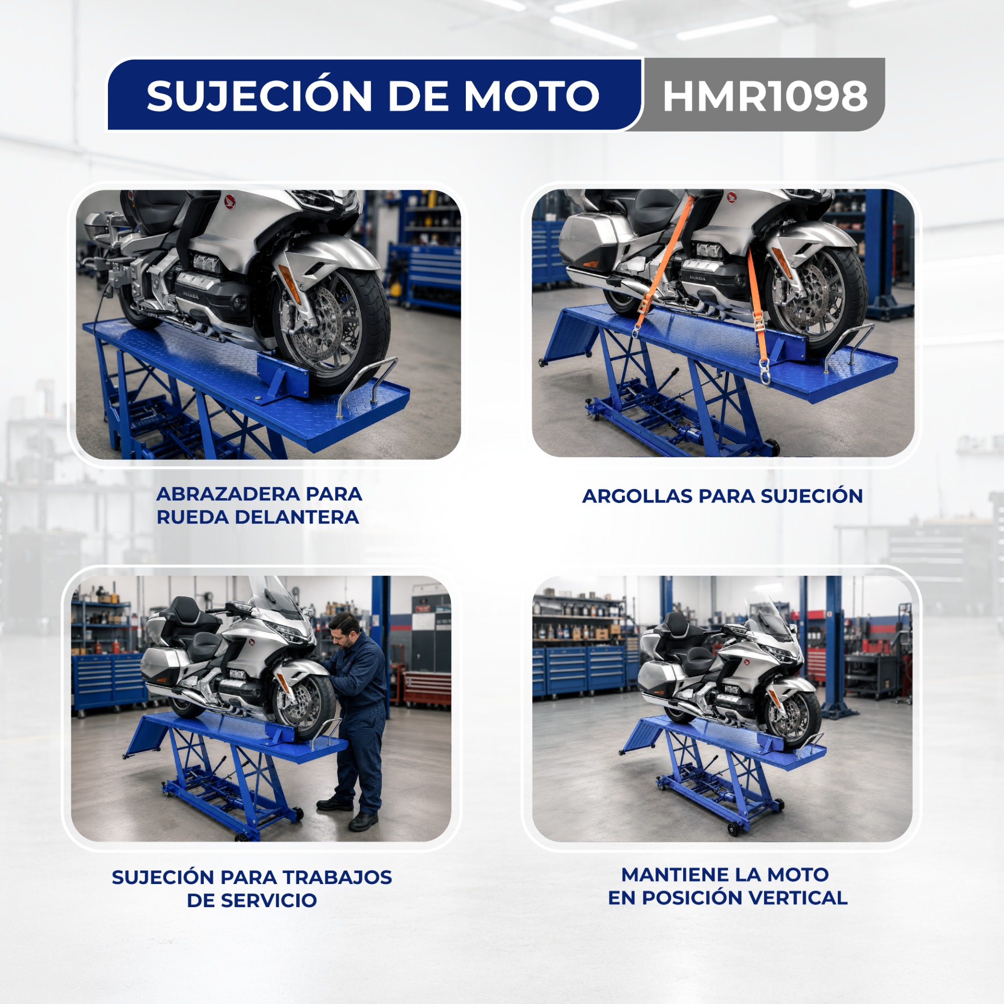 Rampa Hidráulica para Motocicletas 500 kg (1,100 lb) HANTEC - Imagen 8
